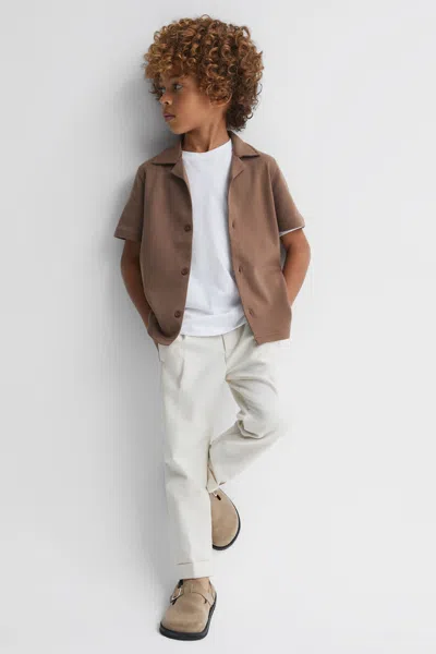 REISS REISS TOBACCO CASPA 3-9 YRS COTTON CUBAN COLLAR SHIRT
