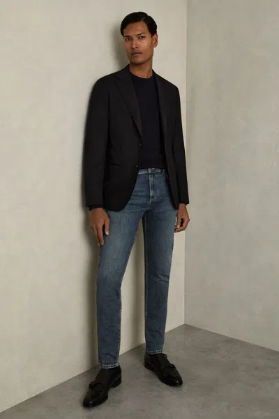 REISS WASHED INDIGO GREY CAST SKINNY-FIT JEANS