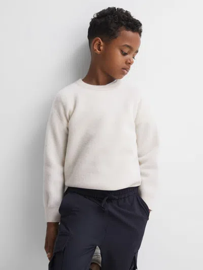 REISS REISS WHITE PRAGUE 3-9 YRS MERINO CREW NECK JUMPER