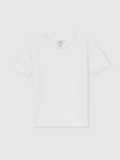 REISS WHITE BRADLEY 13-14 YRS INTERLOCK-JERSEY CREW-NECK T-SHIRT