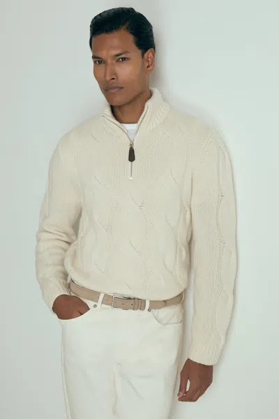 REISS WHITE BROUGHTON ATELIER CABLED-CASHMERE JUMPER