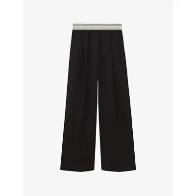 REISS WOMENS REISS CAMELIA STRIPED-WAISTBAND WIDE-LEG WOVEN TROUSERS