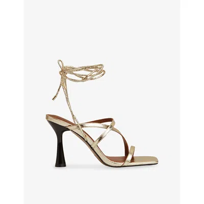 REISS WOMENS GOLD REBECCA HEELED LEATHER SANDALS EUR 37 / 4 UK