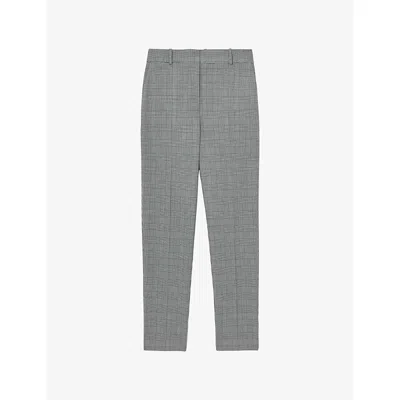 REISS WOMENS REISS BROOKLYN CHECKED SLIM-FIT WOVEN TROUSERS