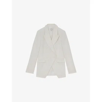 REISS WOMENS WHITE DEVON DOUBLE-BREASTED WOVEN BLAZER