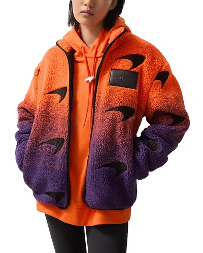 REISS X MCLAREN DRIFT SPEEDMARK OVERSIZED FIT EMBROIDERED OMBRE FLEECE JACKET