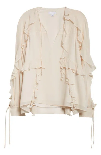 REISS REISS ZARIA RUFFLE TIE NECK TOP