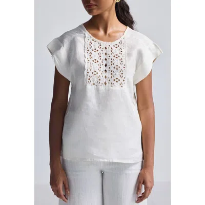 REISTOR REISTOR BOXY TOP WITH EMBROIDERED LACE DETAIL