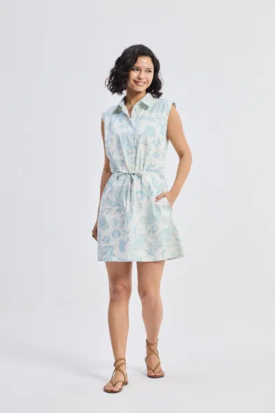 REISTOR DRAWSTRING SHIRT DRESS IN BLUE FLORALS