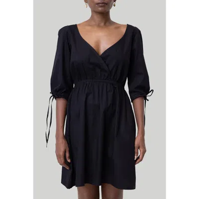 REISTOR REISTOR GATHERED ELBOW SLEEVE SHORT DRESS