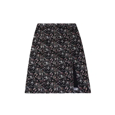 REISTOR WOMEN'S BLACK BRUNCH WILDFLOWER SATIN SKIRT
