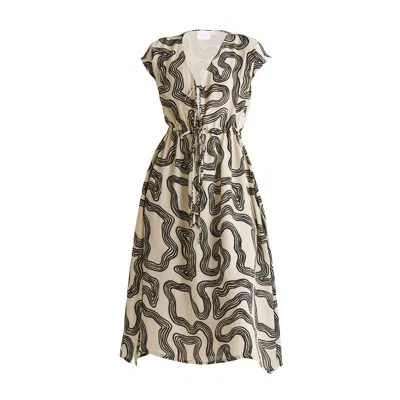 REISTOR WOMEN'S BLACK DEEP V-NECK GATHERED CREPE DRESS