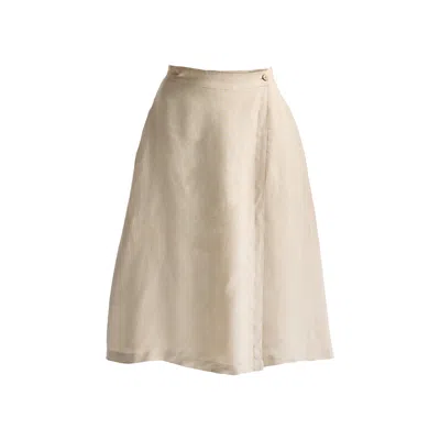REISTOR WOMEN'S NEUTRALS OVERLAP MIDI SKIRT IN NEUTRAL BEIGE