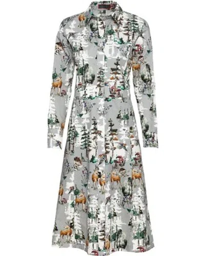 REITMAYER REITMAYER HEMDBLUSENKLEID MIT WALDMOTIVDRUCK LANG