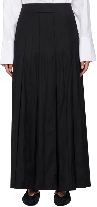 REMAIN BIRGER CHRISTENSEN BLACK PLEATED SUITING MAXI SKIRT