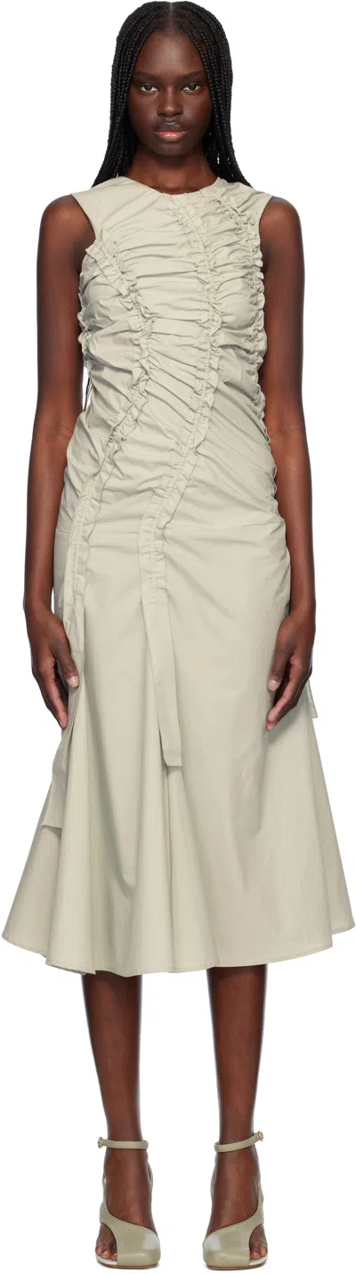 RENAISSANCE RENAISSANCE GRAY KYRA COTTON MIDI DRESS