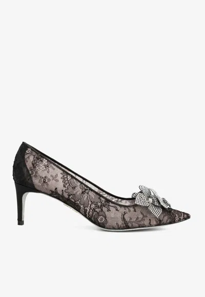 RENÉ CAOVILLA 60 POINTED-TOE LACE PUMPS