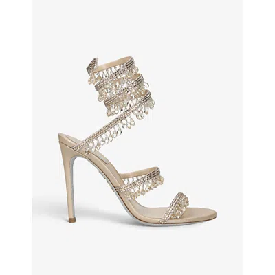 RENÉ CAOVILLA WOMENS RENE CAOVILLA CHANDELIER 105 CRYSTAL-EMBELLISHED LEATHER HEELED COURTS