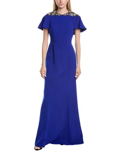 RENE RUIZ CAPELET SLEEVE COLUMN GOWN