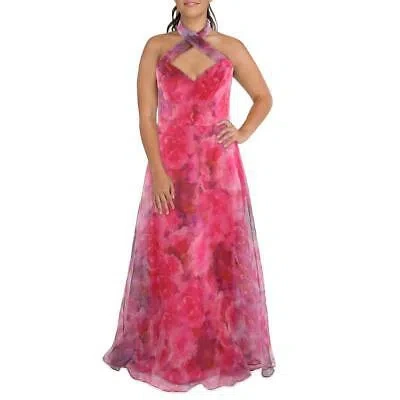RENE RUIZ COLLECTION RENE RUIZ COLLECTION WOMENS PINK MAXI PRINTED GOWN EVENING DRESS 16 BHFO 3137