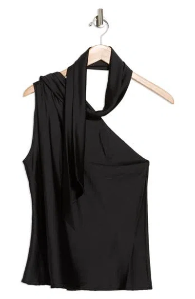 RENEE C RENEE C SCARF DETAIL ONE-SHOULDER SATIN TOP