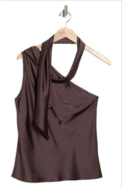 RENEE C RENEE C SCARF DETAIL ONE-SHOULDER SATIN TOP