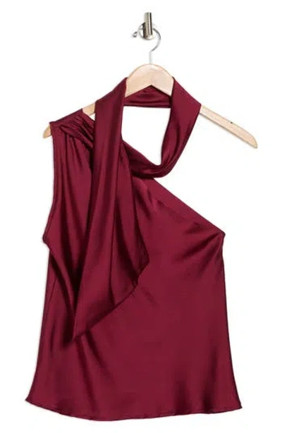 RENEE C RENEE C SCARF DETAIL ONE-SHOULDER SATIN TOP
