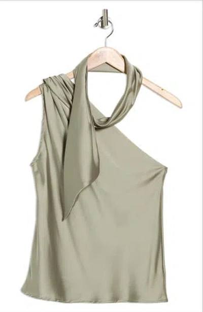 RENEE C RENEE C SCARF DETAIL ONE-SHOULDER SATIN TOP