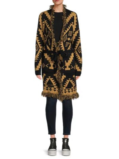 RENEE C WOMEN'S FOLK FRINGED CARDIGAN