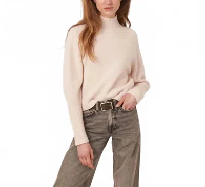 REPEAT CASHMERE WOOL SWEATER WITH RIBBED STAND COLLAR IN PEARL