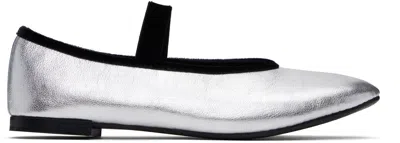 REPETTO SILVER LILOUH RUBBER SOLE MARY JANE BALLERINA FLATS
