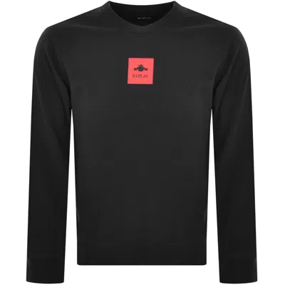 REPLAY REPLAY CREW NECK SWEATSHIRT BLACK