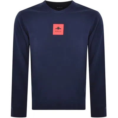 REPLAY REPLAY CREW NECK SWEATSHIRT NAVY