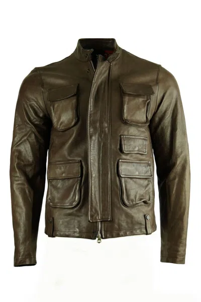 REPLAY REPLAY HERREN LEDERJACKE MIT TASCHEN / USED-LOOK / LAMMLEDER / BRAUN