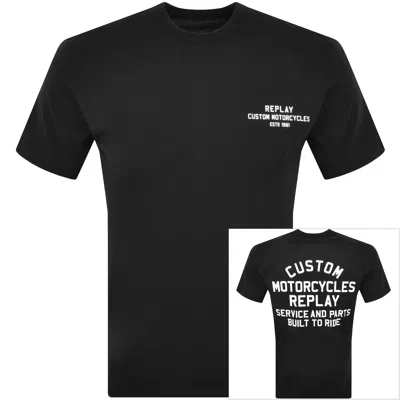 REPLAY REPLAY LOGO T SHIRT BLACK