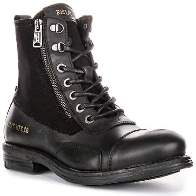 REPLAY REPLAY PACK BIKER LACE UP COMBAT MENS BOOT BLACK US 6 - 13