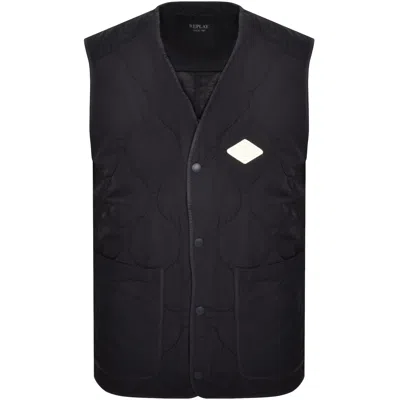 REPLAY REPLAY QUILTED GILET DARK NAVY