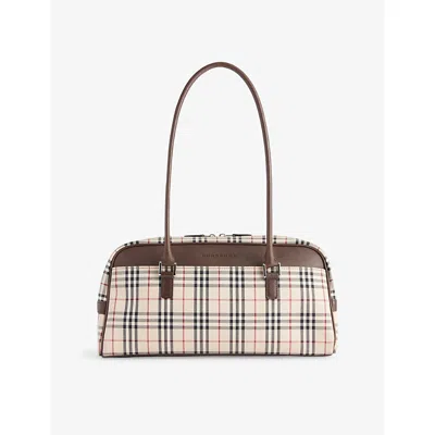 RESELFRIDGES WOMENS RESELFRIDGES PRE-LOVED BURBERRY CHECK CANVAS SHOULDER BAG