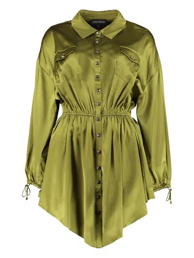 RETROFÉTE SATIN BUTTON-UP MINI DRESS