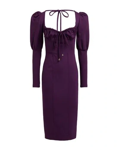 REVISE CONCEPT REVISE CONCEPT WOMAN MIDI DRESS PURPLE SIZE 6 VISCOSE, POLYAMIDE, ELASTANE