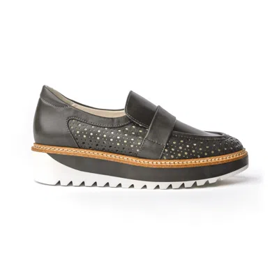 REX SHOES WOMEN'S GREY CAROLYN LOAFER - CARBON COW LEATHER