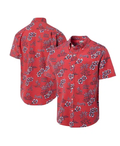REYN SPOONER MEN'S RED ATLANTA BRAVES KEKAI BUTTON-DOWN SHIRT