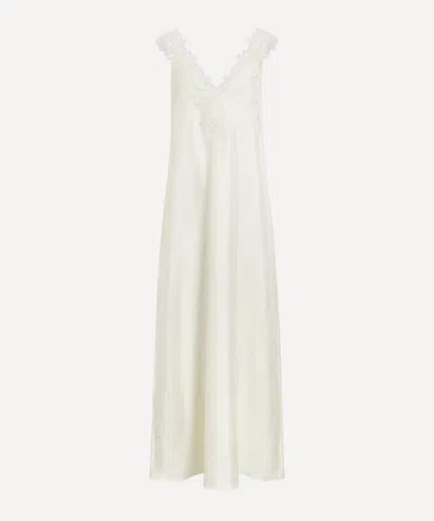 R�HE R�HE WOMEN'S LACE-TRIMMED SILK DRESS