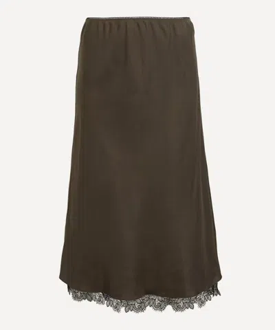 R�HE R�HE WOMEN'S LACE-TRIMMED SILK SKIRT