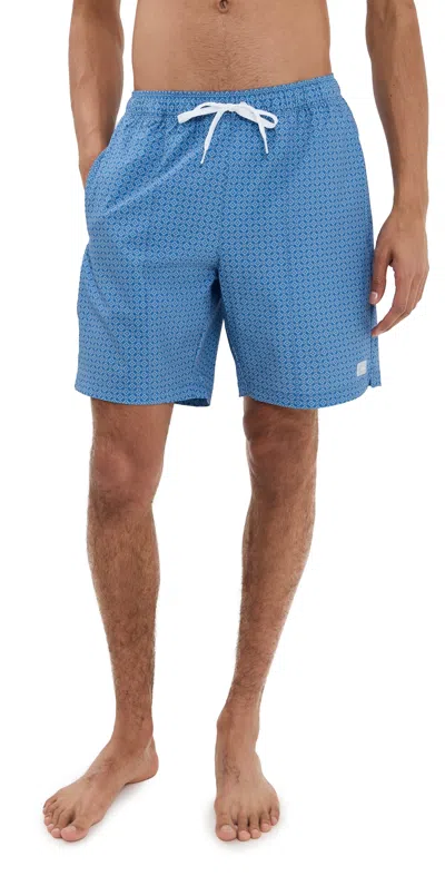 RHONE R & R SWIM TRUNKS 7.5 SAPPHIRE BLUE MICRO GEO