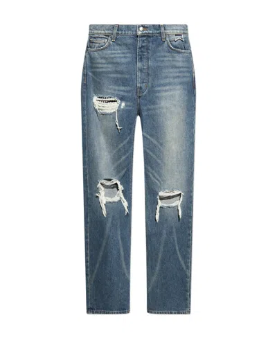 RHUDE RHUDE MID RISE BOXER DISTRESSED JEANS