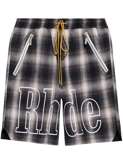 RHUDE CHECK-PRINT TRACK SHORTS
