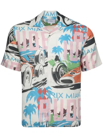 RHUDE GRAPHIC-PRINT SILK SHIRT