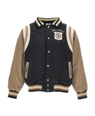 RHUDE RHUDE WASHED LOGO EMBROIDERED VARSITY JACKET