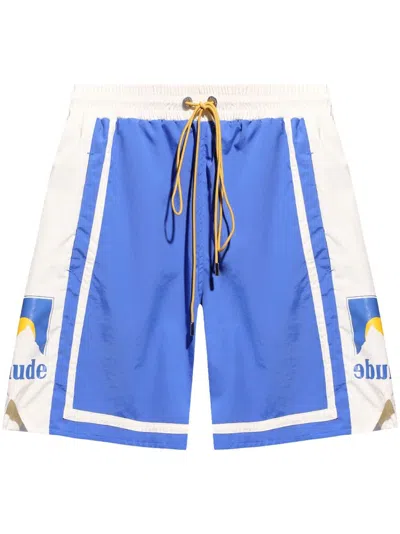 RHUDE LOGO-PRINT TRACK SHORTS